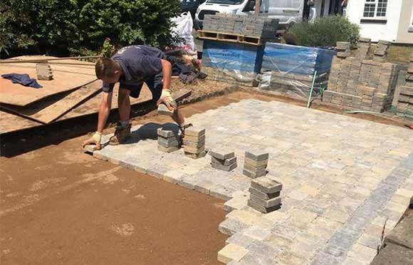 A driveway being block paved in Sutton Coldfield