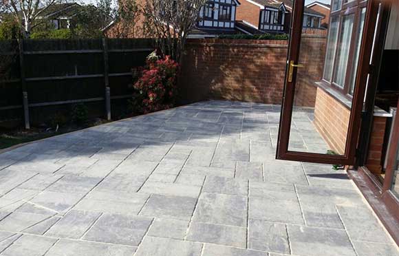 Patio laid down on a new drive in sutton coldfield